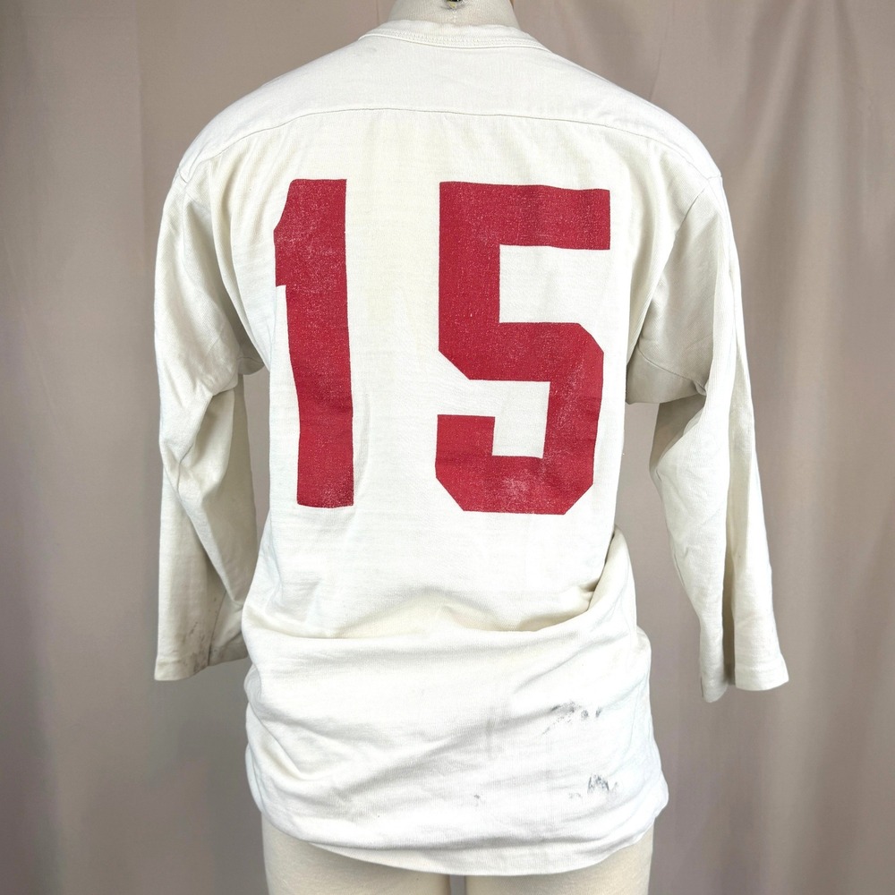 Vintage 70s Football Jersey Mens‎ (S/M) Heavyweight Cotton Jersey Single Stitch